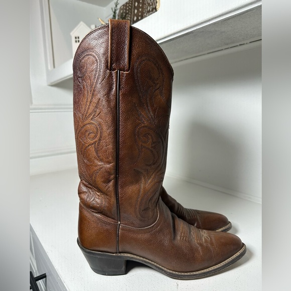 **SOLD**Vintage Dan Post Women’s 8M Brown Cowboy Boots Classic Western Leather - Picture 5 of 9
